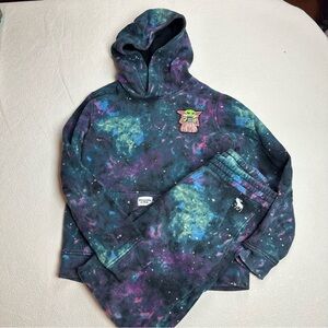 Abercrombie Kids Galaxy Print Hoodie & Joggers Set with Baby Yoda Patch (13/14)